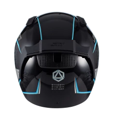 Capacete Sky Two Soldier Preto Fosco Transf Azul - 62 na internet