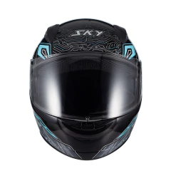 Capacete SKY Two Cyber Snake Preto Fosco Transf Azul - 56 - comprar online