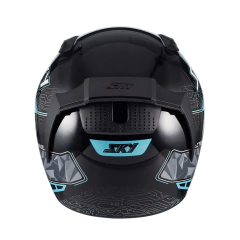 Capacete SKY Two Cyber Snake Preto Fosco Transf Azul - 56 na internet