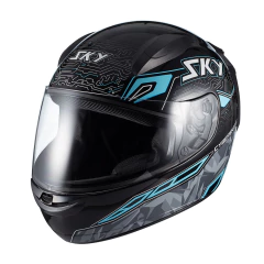 Capacete SKY Two Cyber Snake Preto Fosco Transf Azul - 56 - Moto Acessórios Idealpravc