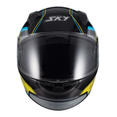 Capacete Sky Two Anos 90 Preto Brilho Transfer Azul+amarelo - 56 - comprar online