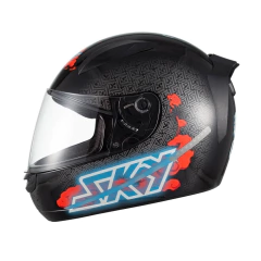 Capacete Sky Two Samurai Preto Brilho Transfer Vermelho - 56