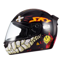 Capacete SKY Two Chaos Preto Brilho Transf Laranja - 62
