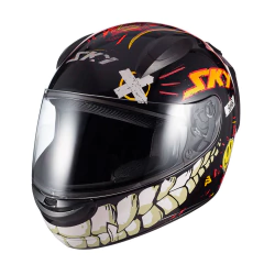 Capacete SKY Two Chaos Preto Brilho Transf Laranja - 62 - Moto Acessórios Idealpravc