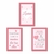 Kit com 3 Quadrinhos Decorativos - Tema Coração para Menina