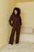 Conjunto Feminino Moletinho Calça Pantalona Wide Leg Blusa Com Capuz Outono Inverno