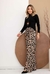 Calça Pantalona Animal Print Onça em Viscolycra Premium