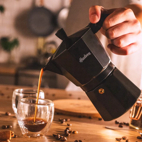 Cafetera Italiana Hudson 6 Pocillos Negra Inducción - comprar online