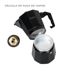 Imagen de Cafetera Italiana Hudson 6 Pocillos Negra Inducción