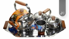 Set Mate Pava Azucarera Yerbera Bandeja de Acero Inox Guadix