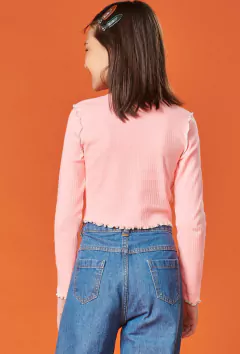 Blusa Vic&Vick Crooped Manga Longa Lilás - Amora