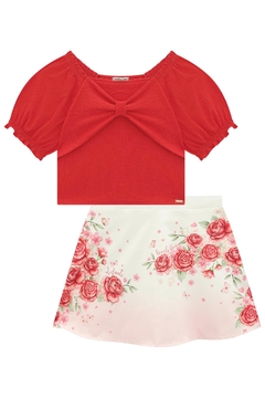 Conjunto Infanti Blusa e Saia Branca com Flores na internet