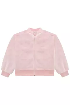 Jaqueta Infanti Bomber em Pelo Liso Rosa na internet