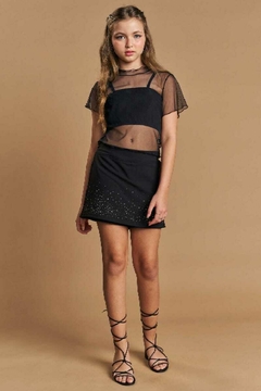 Conjunto Lilimoon Cropped Tule, Top e Short Saia