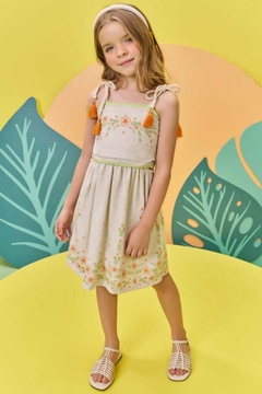 Vestido Infanti Florzinhas Laranjas