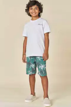 Conjunto John Fox Camiseta Meia Malha e Bermuda em Tecido Alfaiataria