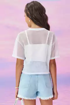 Top Vic&Vicky Top com Sobreposição Branco com Brilho - comprar online