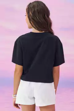 Camiseta Vic&Vicky Boxy Over Preta com Strass - comprar online