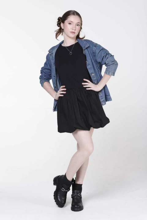 Vestido Vallen Balonê Preto - comprar online