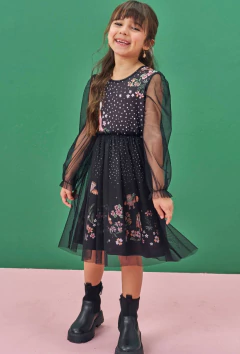 Vestido Infanti em Malha Power e Tule