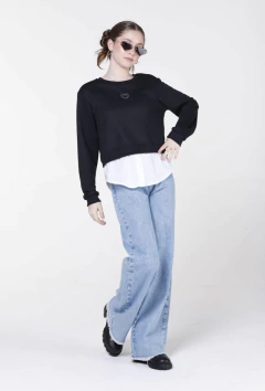 Blusão Vallen de Moletinho e Tricoline Preto na internet