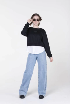 Blusão Vallen de Moletinho e Tricoline Preto - comprar online