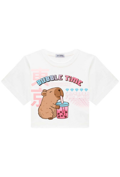 Camiseta Vick&Vicky Boxy Over em Meia Malha Off White - comprar online