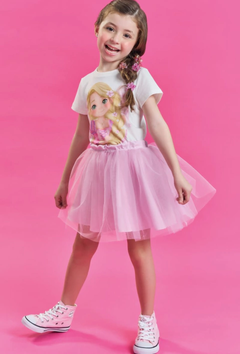 Saia Kukiê em Tule Rosa - comprar online