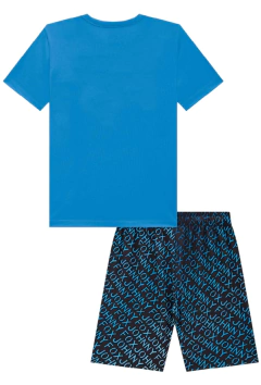Conjunto John Fox de Camiseta em Meia Malha e Bermuda em Nylon Ergonomic Azul