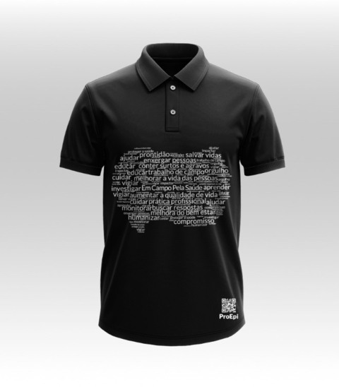 Blusa polo black "Em campo pela Saúde Pública"