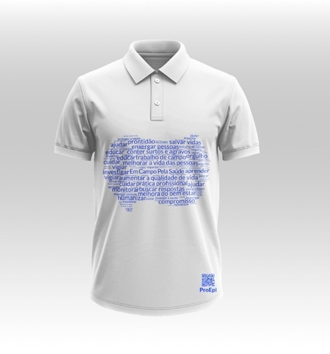 Blusa polo branca "Em campo pela Saúde Pública"