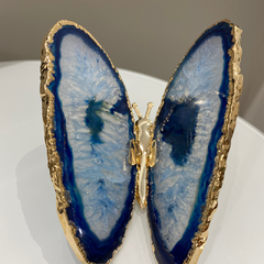 BORBOLETA PEDRA AGATA AZUL - UNIDADE - Mesa e Casa Decor
