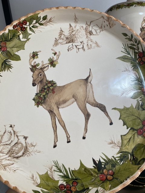 PRATO DE BOLO RENA PINTADO A MÃO