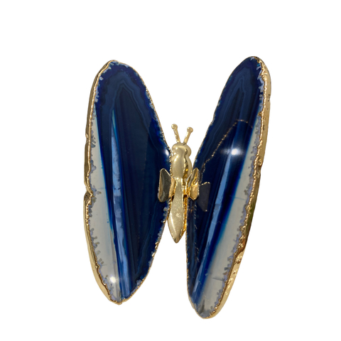 BORBOLETA PEDRA AGATA AZUL - UNIDADE