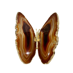 BORBOLETA PEDRA ÁGATA MARROM - Mesa e Casa Decor