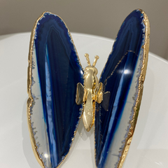 BORBOLETA PEDRA AGATA AZUL - UNIDADE - comprar online