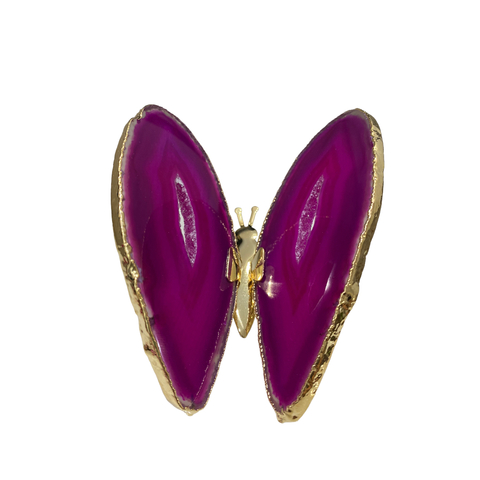 BORBOLETA PEDRA AGATA ROSA- UNIDADE