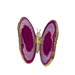 BORBOLETA PEDRA AGATA ROSA- UNIDADE - comprar online