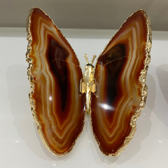BORBOLETA PEDRA ÁGATA MARROM - Mesa e Casa Decor