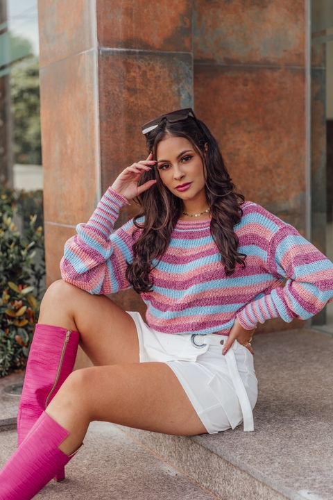 BLUSA FERNANDA PUNHO LISTRADA