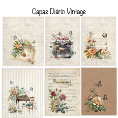 Diário de anotações vintage, com opção de diversas capas - 150 folhas ou 300 páginas - belajupersonalizados