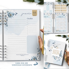 Kit: Agenda Floral Azul e Branca datada 2026 com versículos + Diario Floral - comprar online