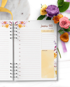Agenda 2025 Coleção Encanto Floral - 1 dia por pág com horários - comprar online