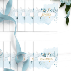 Kit: Agenda Floral Azul e Branca datada 2026 com versículos + Diario Floral - loja online