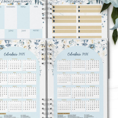 Imagem do Kit: Agenda Floral Azul e Branca datada 2026 com versículos + Diario Floral