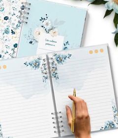 Kit: Agenda Floral Azul e Branca datada 2026 com versículos + Diario Floral