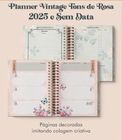 Planner 2025 Vintage Tons de Rosa Datado na internet
