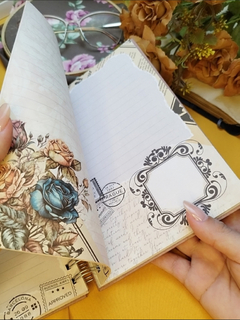 Diário de anotações capa mulher vintage - belajupersonalizados