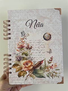 Diário de anotações vintage, com opção de diversas capas - 150 folhas ou 300 páginas - belajupersonalizados