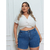 Shorts Feminino Bengaline Plus Size Com Detalhe Em Pedrinhas - loja online